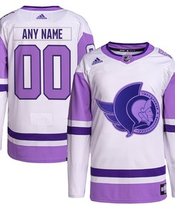Ottawa Senators Adidas Hockey Fights Cancer Primegreen Authentic Custom Jersey - White/purple Custom Jerseys Nhl