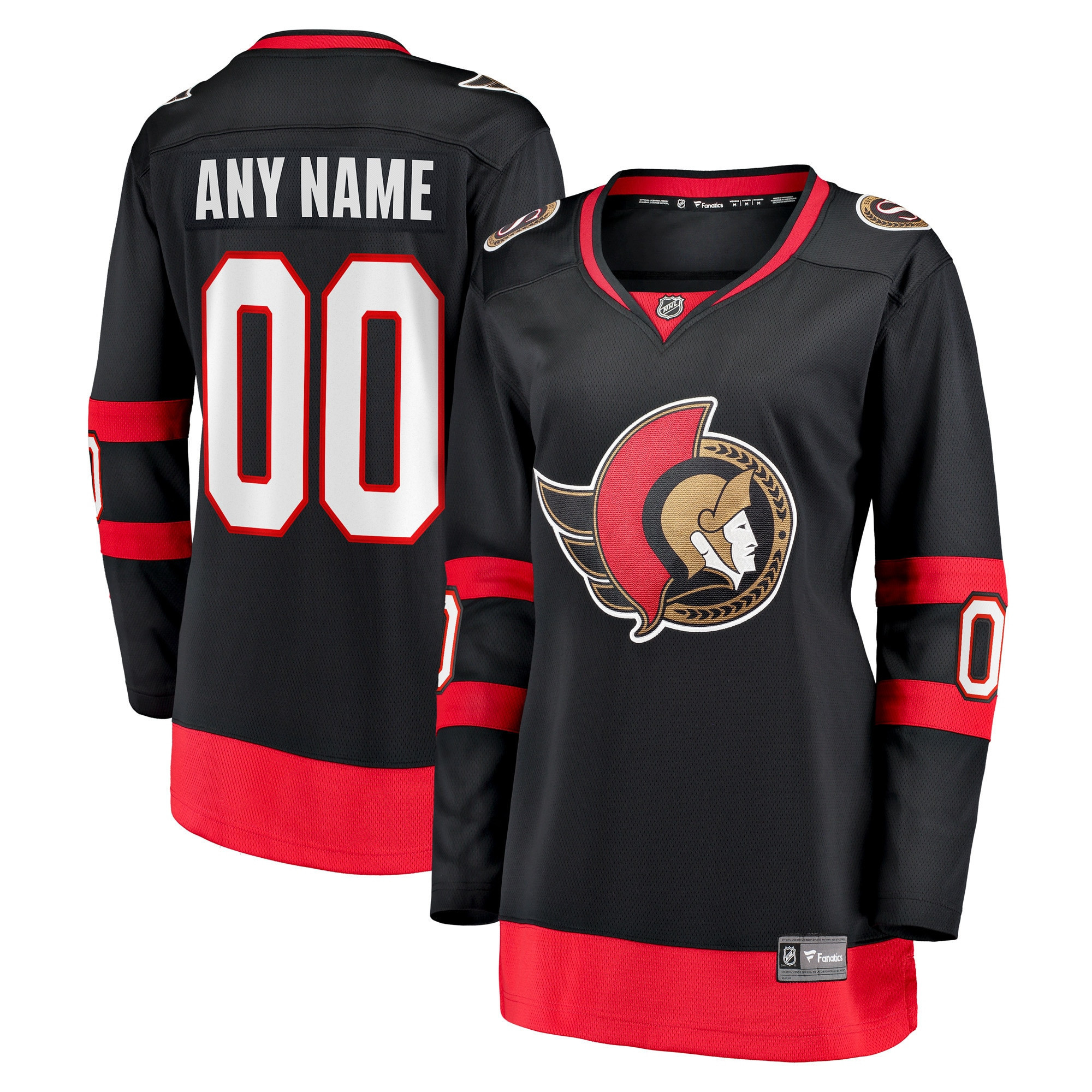 Ottawa Senators Fanatics Branded Womens 2020/21 Home Custom Breakaway Jersey - Black Custom Jerseys Nhl