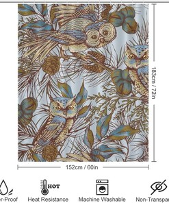 Owl Animal Print Shower Curtain Set for Bathroom Home Decor Gifts