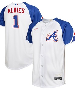 Ozzie Albies 1 Jersey, Atlanta Braves Jersey 2023 City Connect Youth Jersey - White