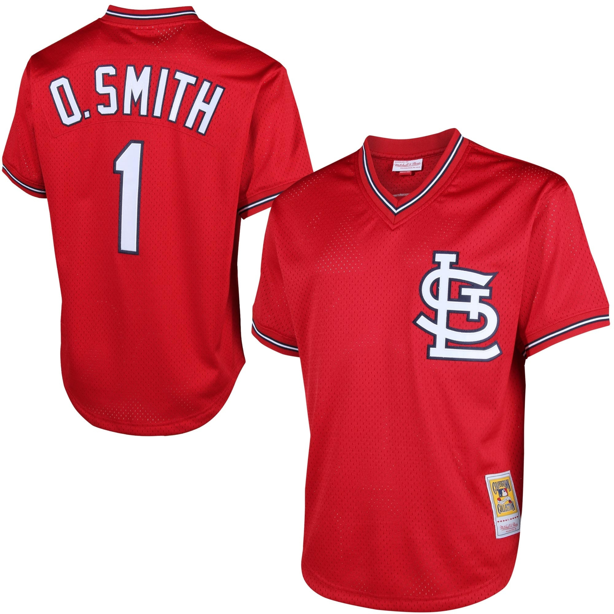 Ozzie Smith St. Louis Cardinals Mitchell & Ness Cooperstown Mesh Batting Practice Jersey - Red Mlb