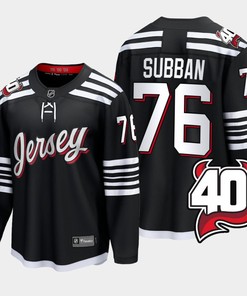 P.K. Subban 76 New Jersey Devils 2022-23 40th Anniversary Alternate Black Jersey