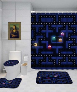 Pac-Man Shower Curtain for Retro Game-Themed Bathroom