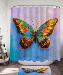 Painted Butterfly Shower Curtain - Art for Nature Lovers Bathroom Decor