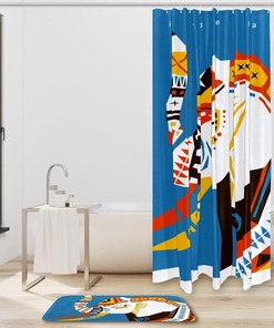 Painted Elephant Boho Shower Curtain for Ethnic Bathroom Decor