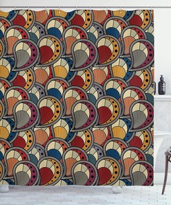 Paisley Motifs Geometric Shower Curtain - Boho Bathroom Decor 