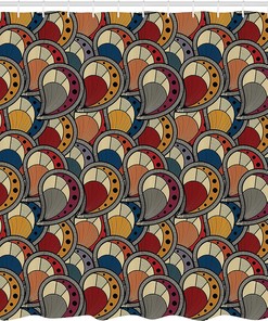 Paisley Motifs Geometric Shower Curtain - Boho Bathroom Decor