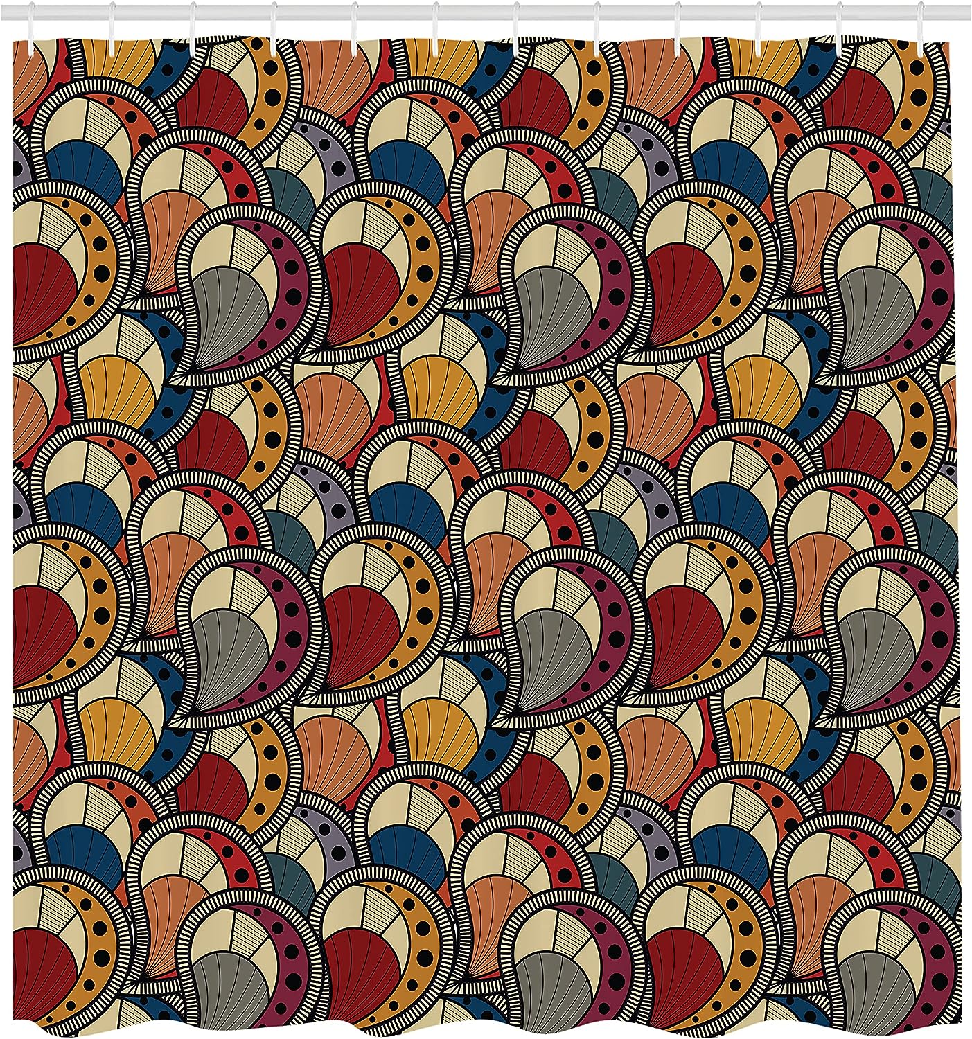 Paisley Motifs Geometric Shower Curtain - Boho Bathroom Decor