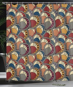 Paisley Motifs Geometric Shower Curtain - Boho Bathroom Decor