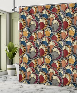 Paisley Motifs Geometric Shower Curtain - Boho Bathroom Decor