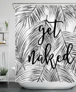 Palm Leaf Tropical Plant Shower Curtain - Botanical Bathroom Accessory