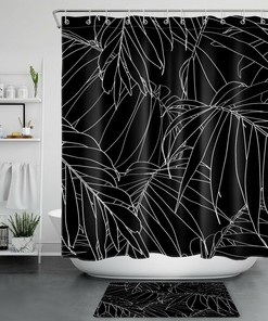Palm Leaf Tropical Shower Curtain - Funny Word Bathroom Decor