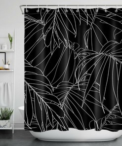 Palm Leaf Tropical Shower Curtain - Funny Word Bathroom Decor