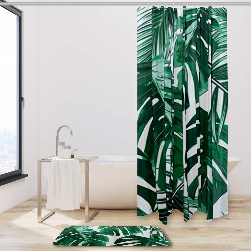 Palm Tree Hawaii Jungle Leaves Bathroom Shower Curtain - Waterproof Fabric