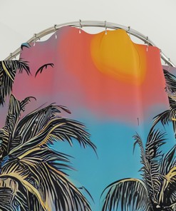 Palm Tree Paradise Beach Shower Curtain for Bathroom Decor