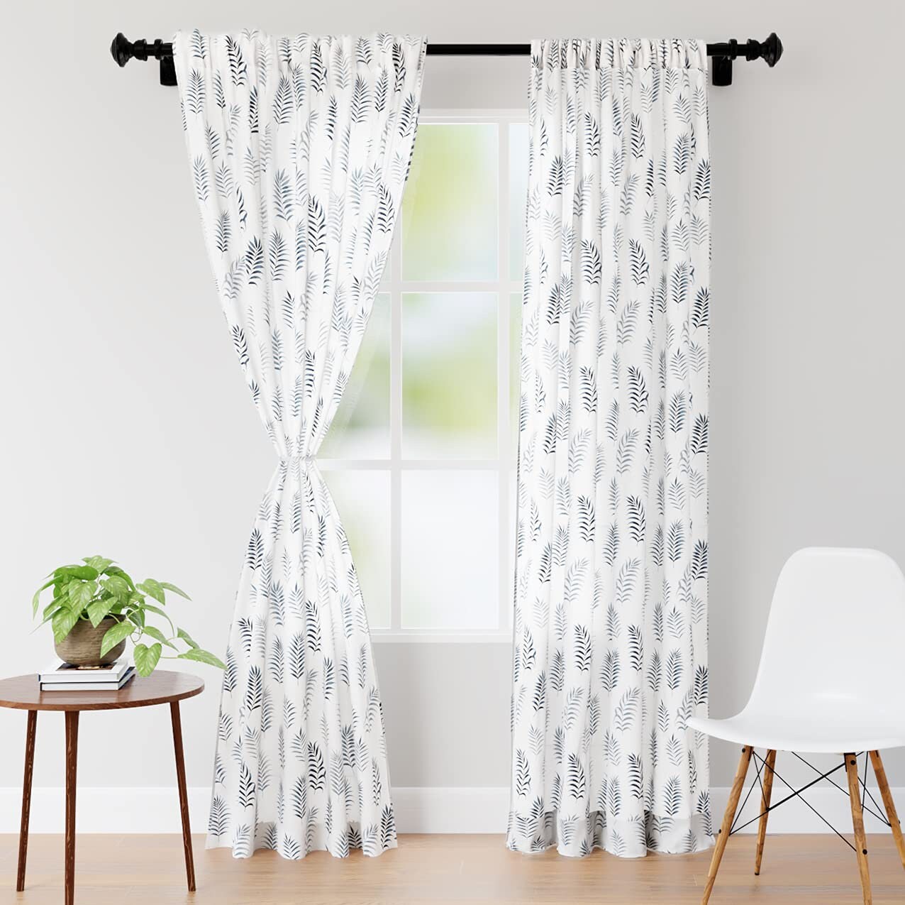 Palm Tree Printed Hand Block Door Curtains - Perfect Addition to Your Bathroom