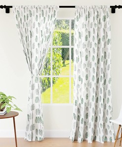 Palm Tree Printed Hand Block Door Curtains - Perfect Addition to Your Bathroom