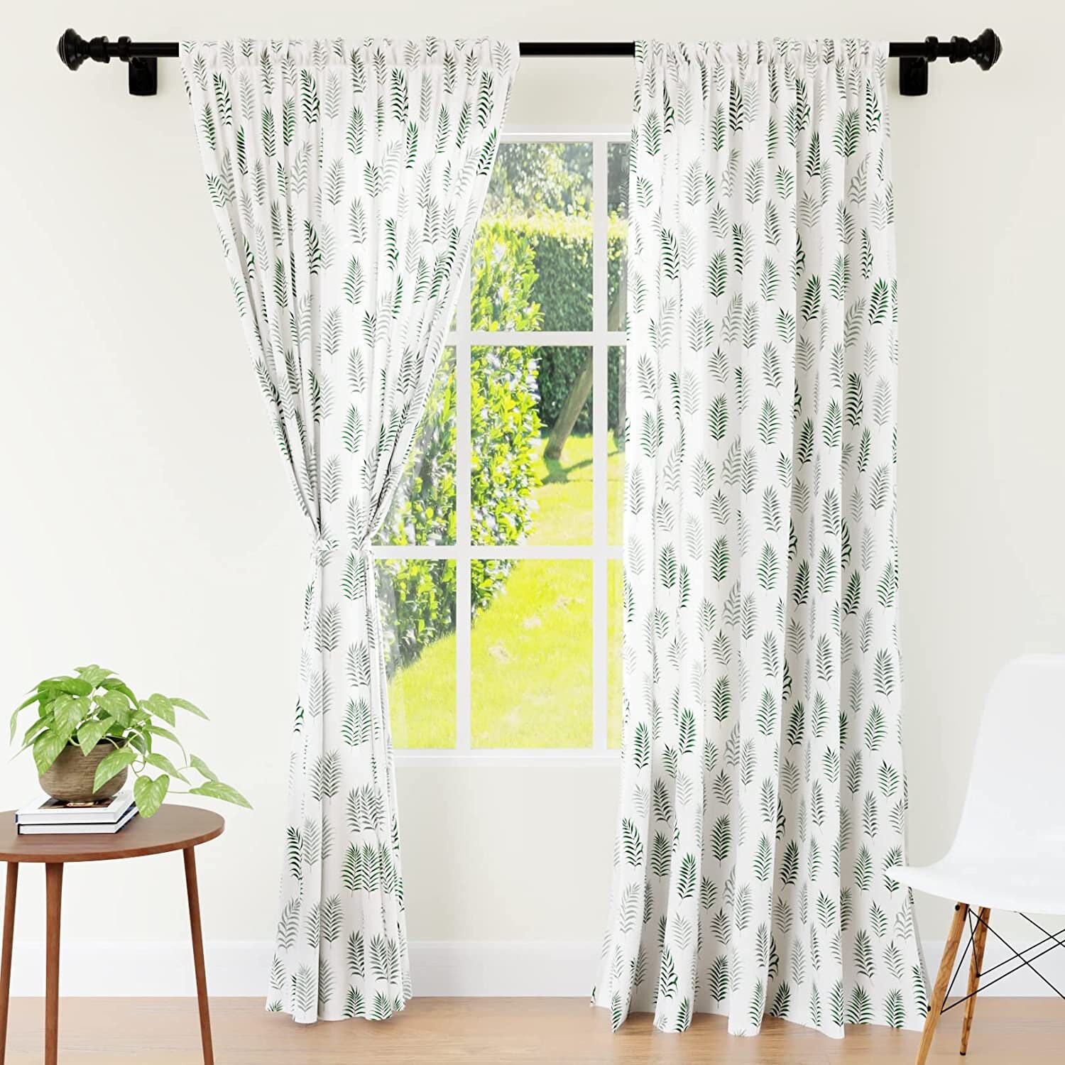 Palm Tree Printed Hand Block Door Curtains - Perfect Addition to Your Bathroom