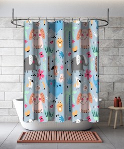 Palm Trees and Elephants Waterproof Fabric Shower Curtain for Bathroom - Bathroom Decor