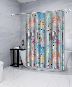 Palm Trees and Elephants Waterproof Fabric Shower Curtain for Bathroom - Bathroom Decor