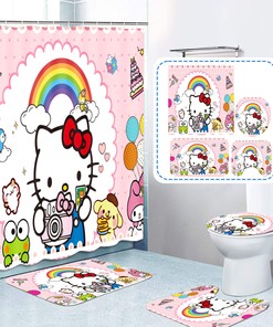 Paradise Frog Hello Kitty Animal Print Shower Curtain for Bathroom