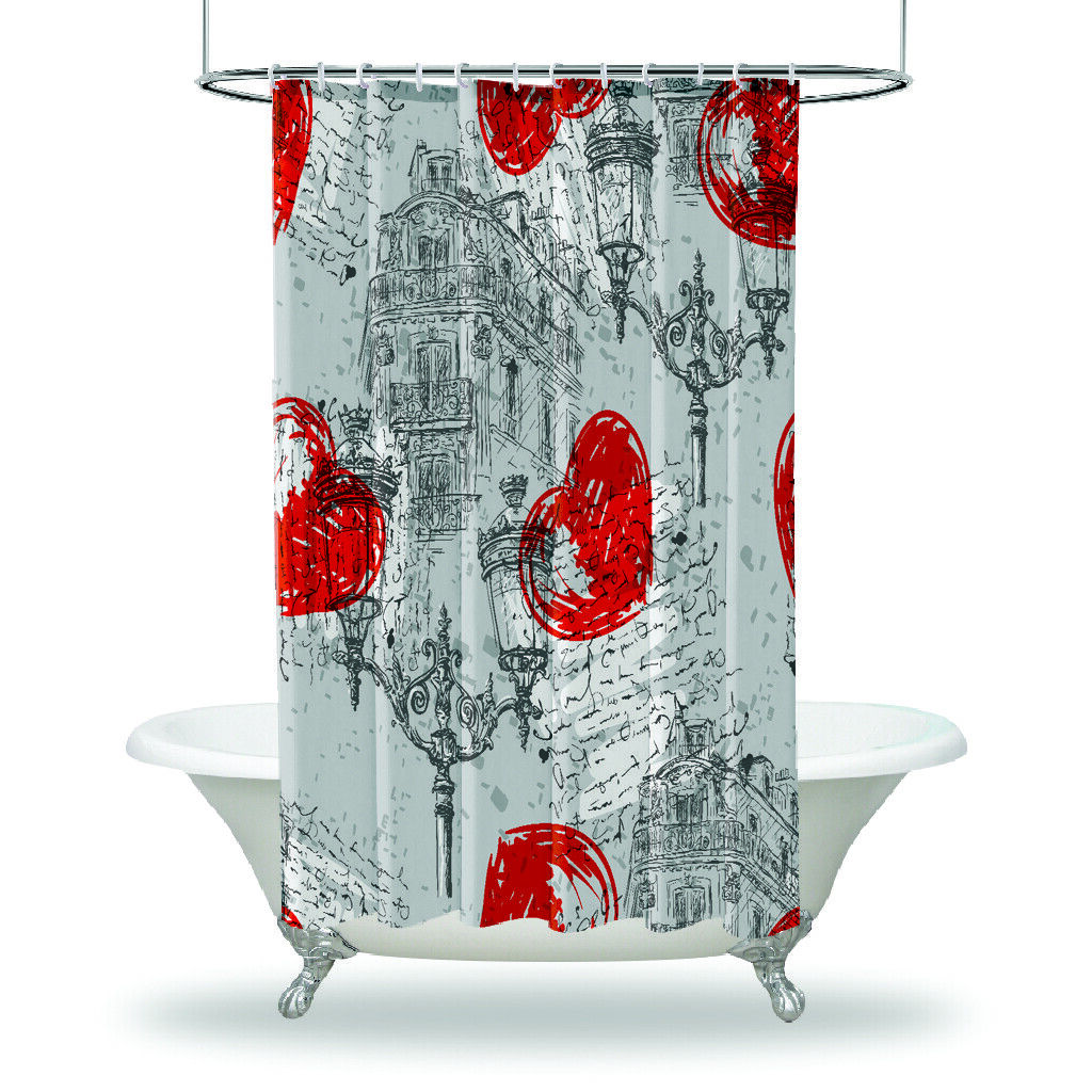 Parisian Heart House Bathroom Shower Curtain - Waterproof Fabric