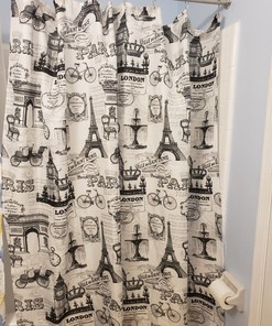 Parisian Shower Curtain - Black and White Bathroom Decor with Chic Eiffel Tower Theme