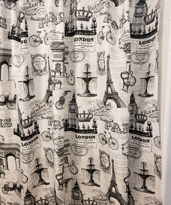 Parisian Shower Curtain - Black and White Bathroom Decor with Chic Eiffel Tower Theme