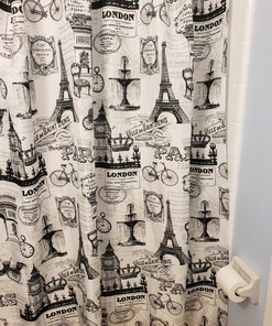 Parisian Shower Curtain - Black and White Bathroom Decor with Chic Eiffel Tower Theme