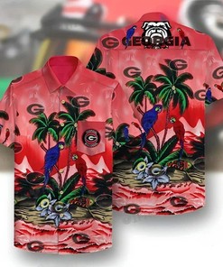 Parrots Georgia Bulldogs Uga Hawaiian Shirt Beach Lovers Gift