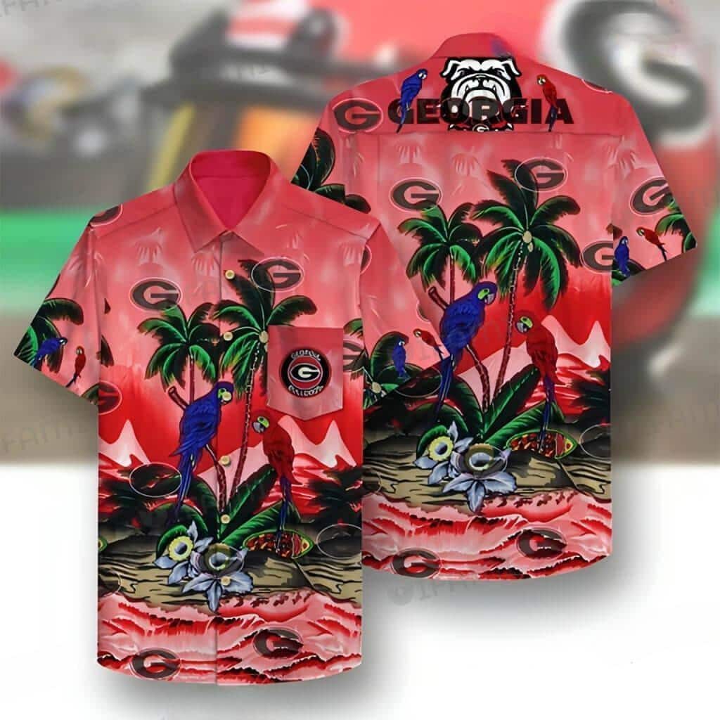 Parrots Georgia Bulldogs Uga Hawaiian Shirt Beach Lovers Gift