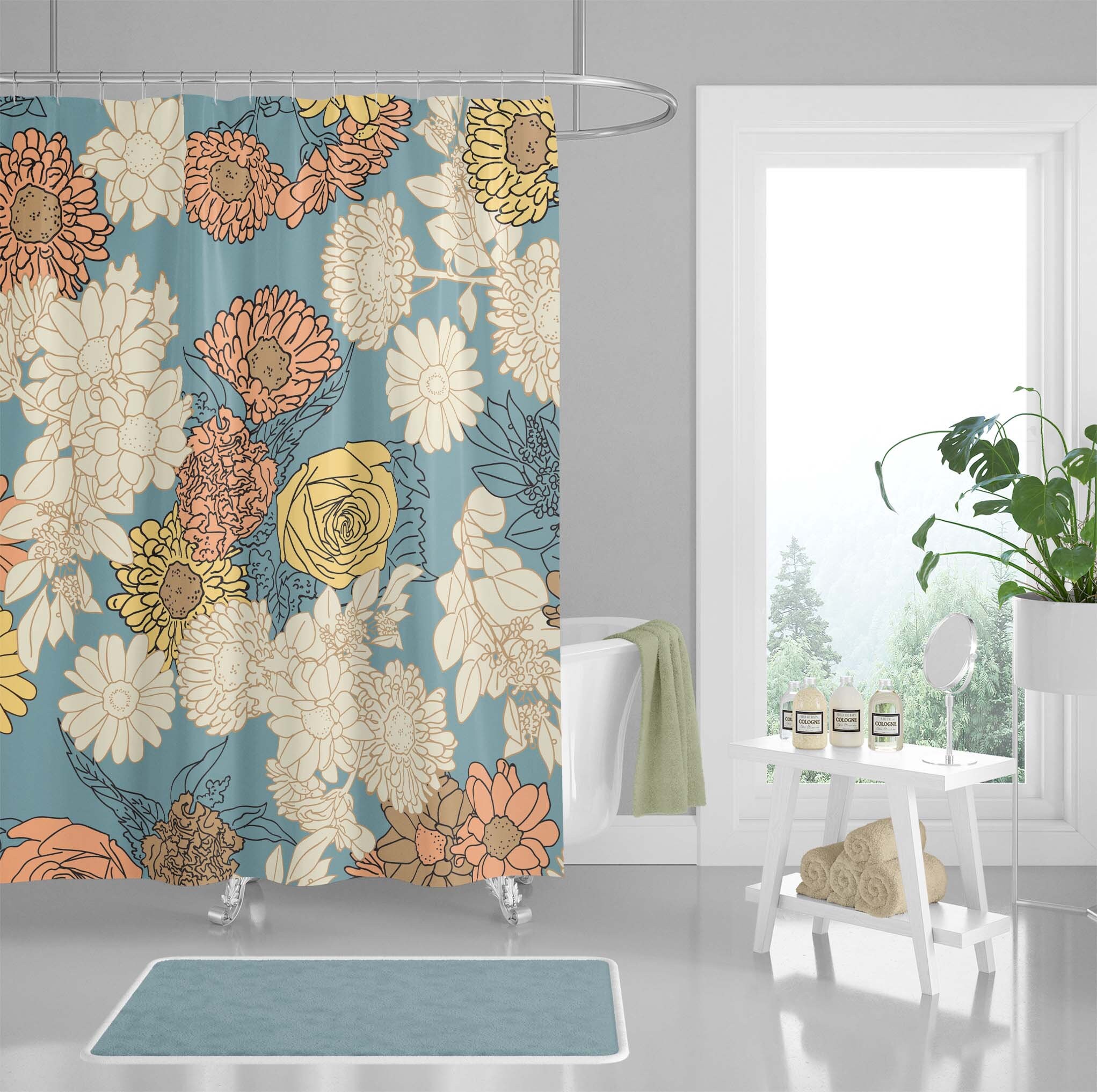 Pastel Flowers Shower Curtain for a Nature-Inspired Bathroom Decor