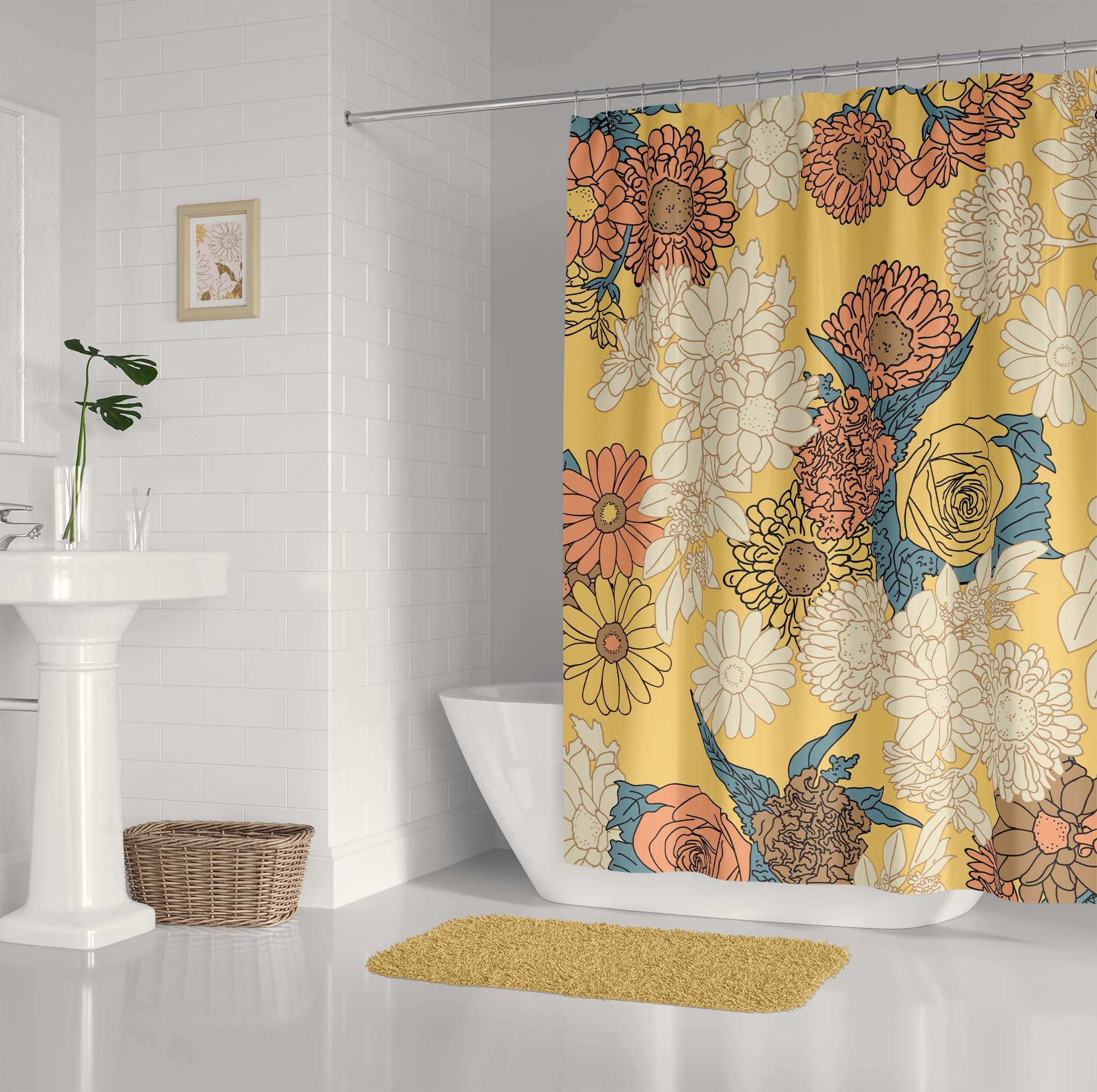 Pastel Flowers Shower Curtain for a Nature-Inspired Bathroom Decor