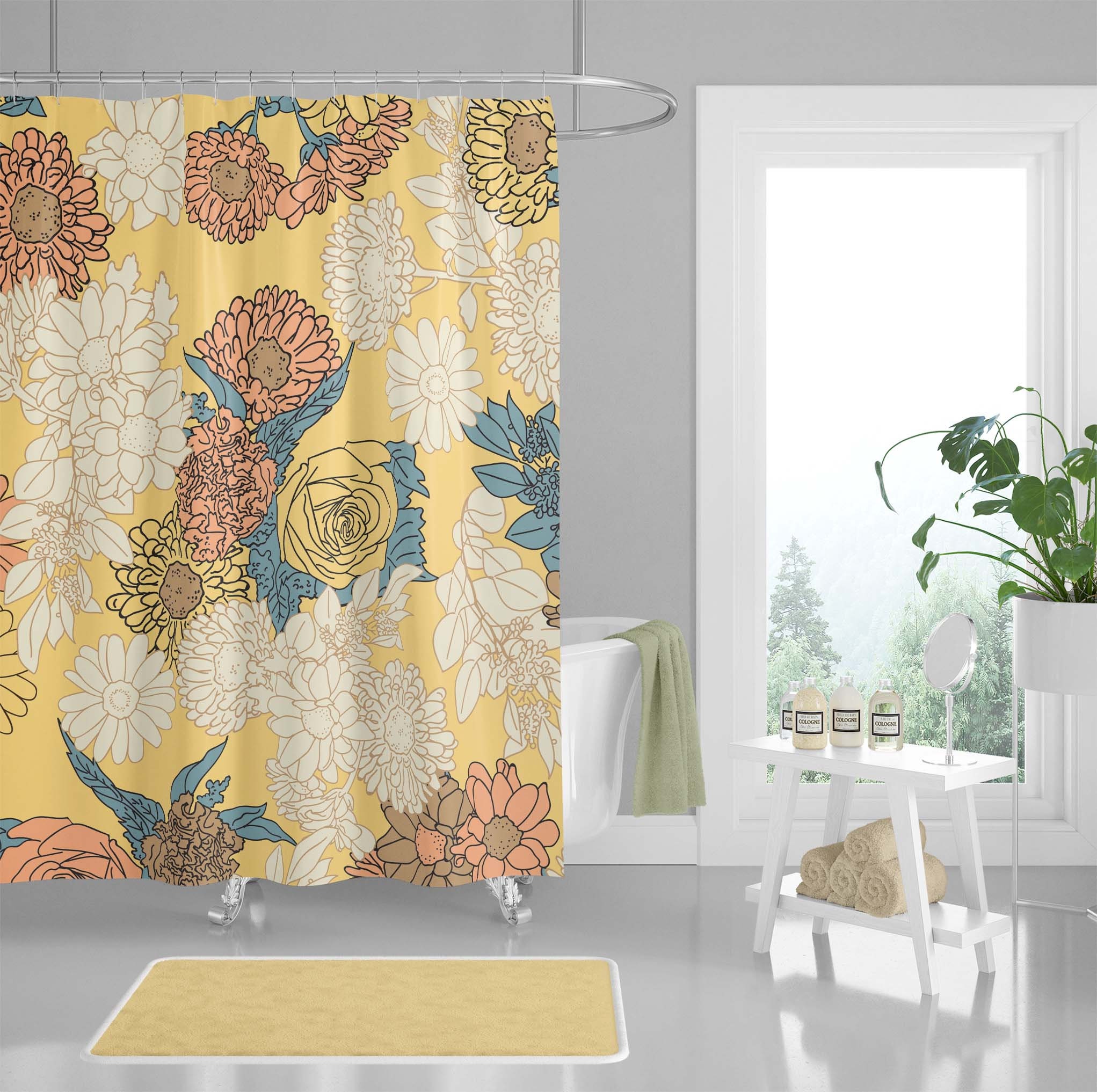 Pastel Flowers Shower Curtain for a Nature-Inspired Bathroom Decor