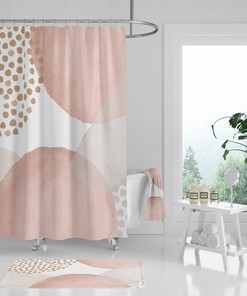 Pastel Watercolor Minimalistic Boho Shower Curtain with Towel Set