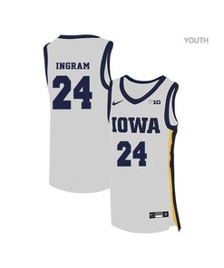 Pat Ingram 24 Iowa Hawkeyes Elite Basketball Youth Jersey - White