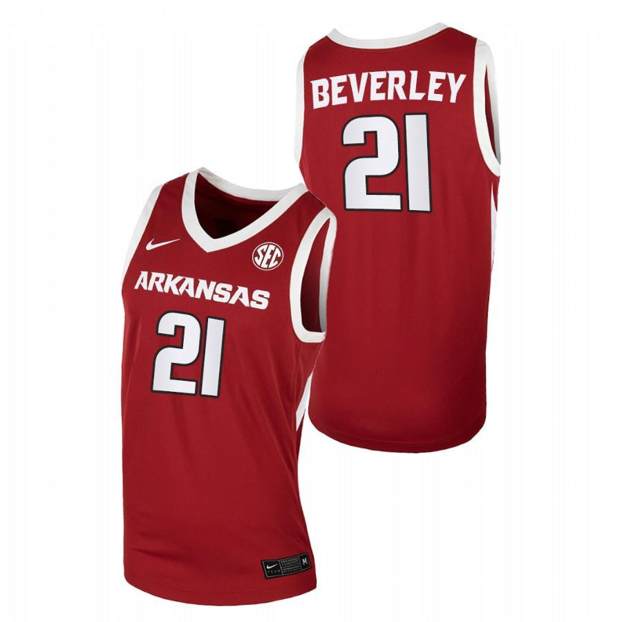 Patrick Beverley 21 Arkansas Razorbacks College Basketball Away Men Jersey - Cardinal