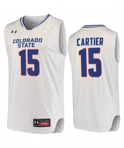 Patrick Cartier 15 Colorado State Rams White Jersey 2022-23 College Basketball
