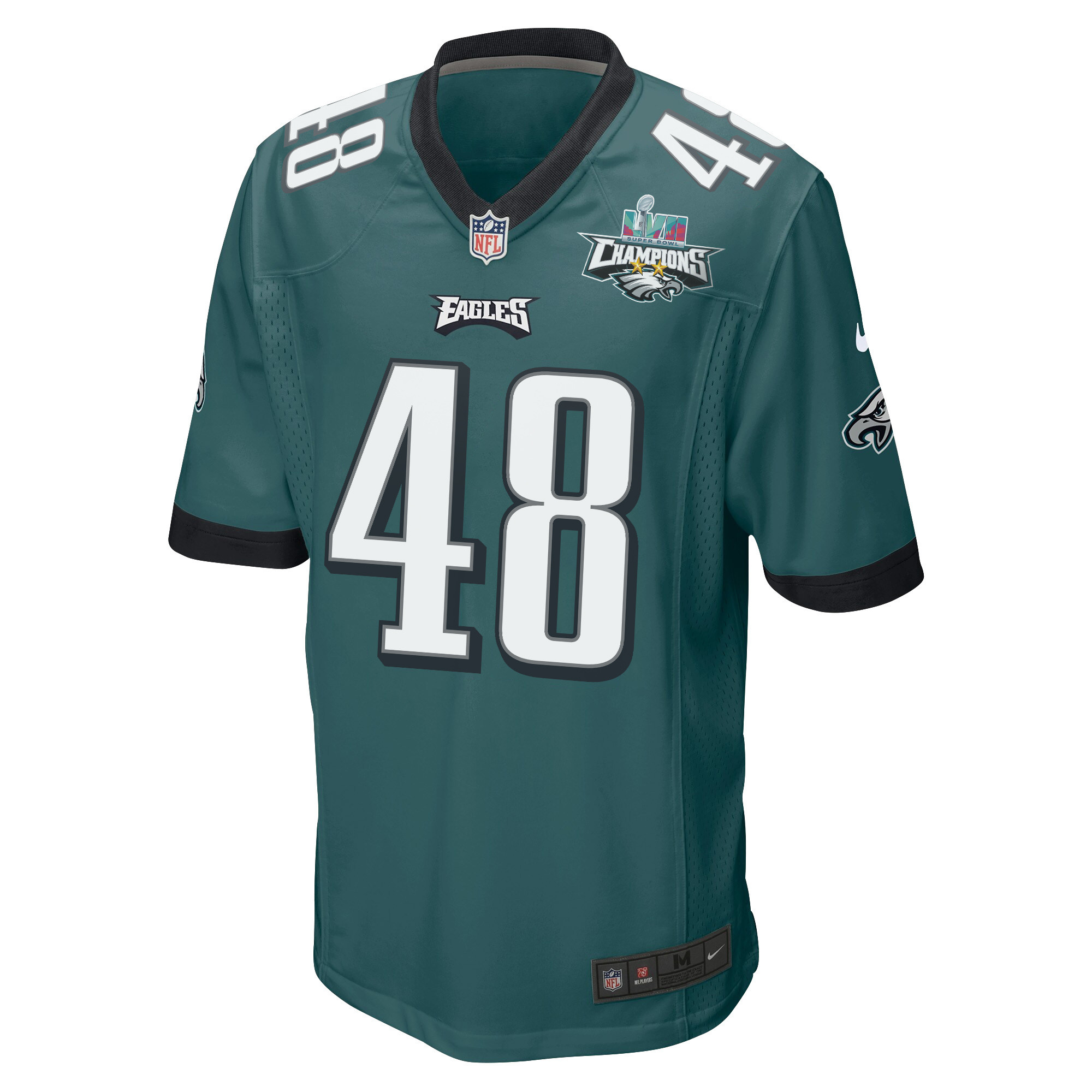 Patrick Johnson 48 Philadelphia Eagles Super Bowl LVII Champions 2 Stars Men Game Jersey - Midnight Green