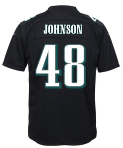 Patrick Johnson 48 Philadelphia Eagles Super Bowl LVII Champions 2 Stars Youth Game Jersey - Black