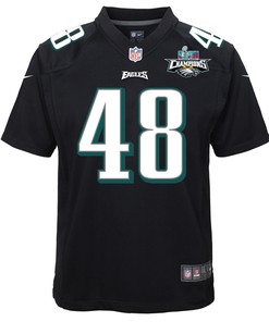 Patrick Johnson 48 Philadelphia Eagles Super Bowl LVII Champions 2 Stars Youth Game Jersey - Black