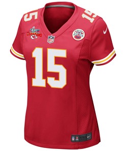 Patrick Mahomes 15 Kansas City Chiefs Super Bowl LVII Champions 3 Stars Women Game Jersey - Red