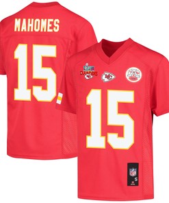 Patrick Mahomes 15 Kansas City Chiefs Super Bowl LVII Champions 3 Stars Youth Game Jersey - Red