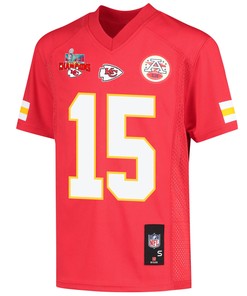 Patrick Mahomes 15 Kansas City Chiefs Super Bowl LVII Champions 3 Stars Youth Game Jersey - Red