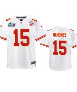 Patrick Mahomes 15 Kansas City Chiefs Super Bowl LVII Game Jersey - Youth White