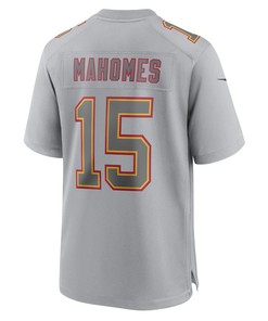 Patrick Mahomes 15 Kansas City Chiefs Super Bowl LVII Patch Atmosphere Fashion Game Jersey - Gray