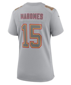 Patrick Mahomes 15 Kansas City Chiefs Women Super Bowl LVII Patch Atmosphere Fashion Game Jersey - Gray