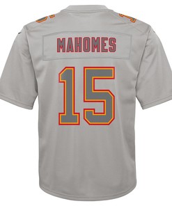 Patrick Mahomes 15 Kansas City Chiefs Youth Atmosphere Game Jersey - Gray