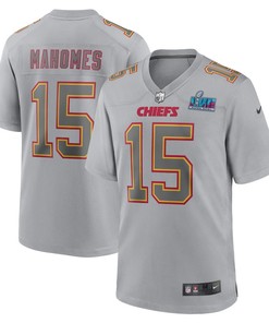 Patrick Mahomes 15 Kansas City Chiefs Youth Super Bowl LVII Patch Atmosphere Fashion Game Jersey - Gray