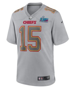 Patrick Mahomes 15 Kansas City Chiefs Youth Super Bowl LVII Patch Atmosphere Fashion Game Jersey - Gray